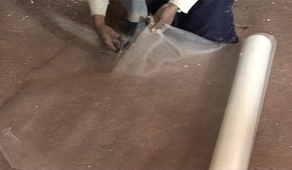 Glass fiber mesh application,